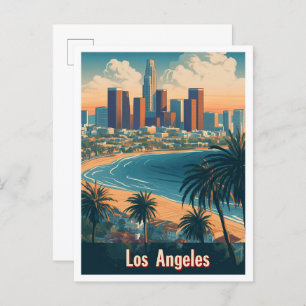 Cartão Postal Ilustração de Viagem de Los Angeles Carolina do Su