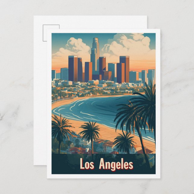 Cartão Postal Ilustração de Viagem de Los Angeles Carolina do Su (Frente/Verso)