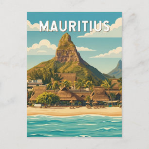 Cartão Postal Ilustração de viagem de Maurícias Arte Vintage