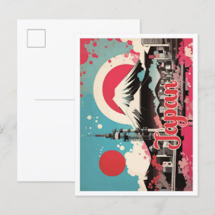 Cartão Postal Ilustração de Viagem de Pop Art do Japão