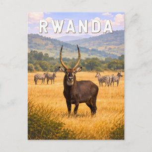 Cartão Postal Ilustração de Viagem de Rwanda Arte Vintage