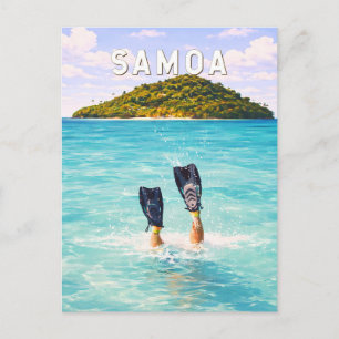 Cartão Postal Ilustração de Viagem de Samoa Arte Vintage