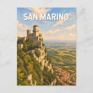 Cartão Postal Ilustração de Viagem de San Marino Arte Vintage
