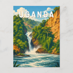 Cartão Postal Ilustração de viagem de Uganda Arte Vintage
