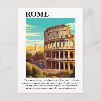 Cartão Postal Ilustração de Viagem do Coliseu de Roma Antiga