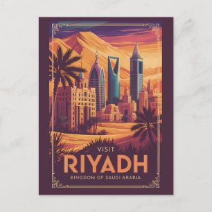 Cartão Postal Ilustração de viagem do deserto da Arábia Saudita