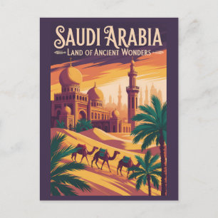 Cartão Postal Ilustração de viagem do deserto da Arábia Saudita