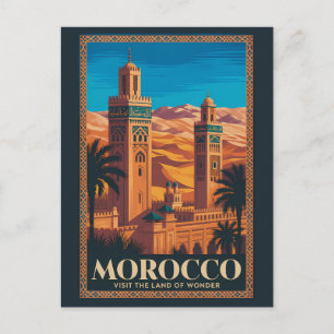 Cartão Postal Ilustração de viagem do deserto de Marrocos Arte V
