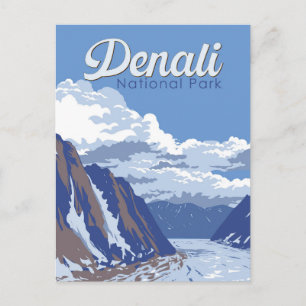 Cartão Postal Ilustração de Viagem do Parque Nacional Denali Vin
