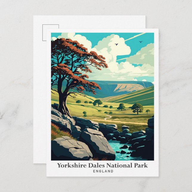 Cartão Postal Ilustração de Viagem do Yorkshire Dales National P (Frente/Verso)