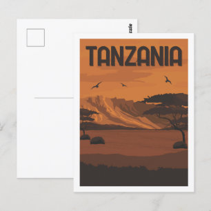 Cartão Postal Ilustração de Viagem Famosa da Tanzânia