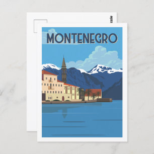 Cartão Postal Ilustração de Viagem Famosa do Montenegro