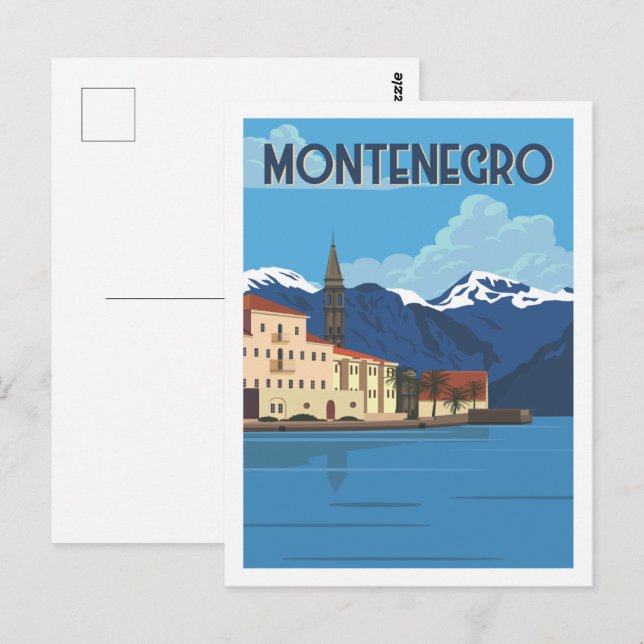 Cartão Postal Ilustração de Viagem Famosa do Montenegro (Frente/Verso)