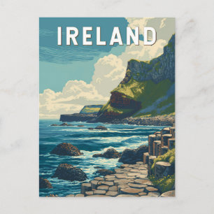 Cartão Postal Ilustração de Viagem Irlanda Arte Vintage
