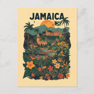 Cartão Postal Ilustração de viagem para Jamaica em estilo retrô
