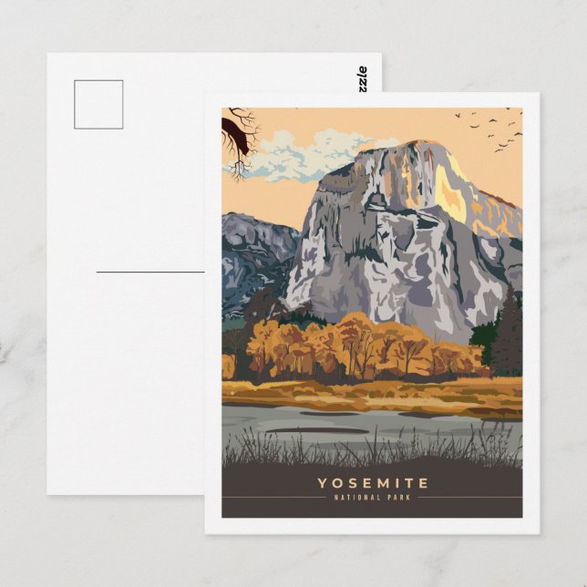 Cartão Postal Ilustração de Viagem Place Yosemite California USA (Frente/Verso)