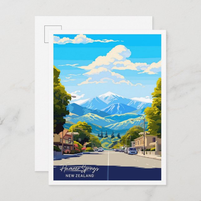 Cartão Postal Ilustração de Viagem Primavera da Nova Zelândia de (Frente/Verso)