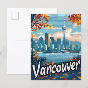 Cartão Postal Ilustração de viagem retrô vintage de Vancouver Ca