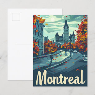 Cartão Postal Ilustração de Viagem retrovisor de Montreal Canadá
