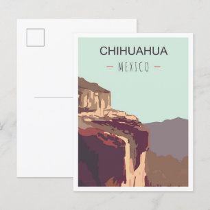 Cartão Postal Ilustração de viagem vintage arte Chihuahua México