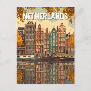 Cartão Postal Ilustração de viagem vintage da Holanda