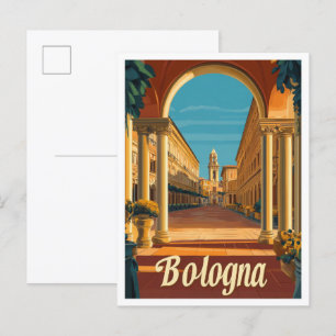Cartão Postal Ilustração de viagem vintage da Itália Bolonha