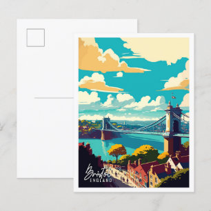 Cartão Postal Ilustração de viagem vintage de arte de Bristol In