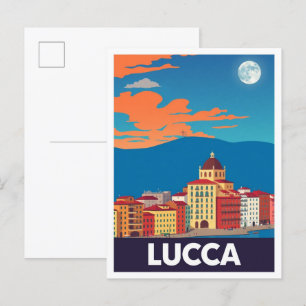 Cartão Postal Ilustração de viagem vintage de arte de Lucca Itál