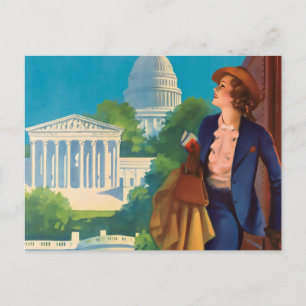 Cartão Postal Ilustração de viagem vintage de Washington DC