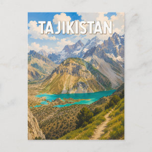 Cartão Postal Ilustração de viagem vintage do Tajiquistão