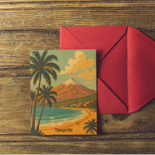 Cartão Postal Ilustração de Viagem Vintage Tenerife Ilhas Canári