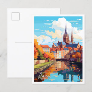Cartão Postal Ilustração de viagens vintage Amiens France