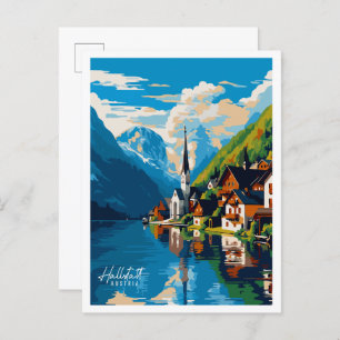 Cartão Postal Ilustração de viagens vintage da Áustria Hallstatt