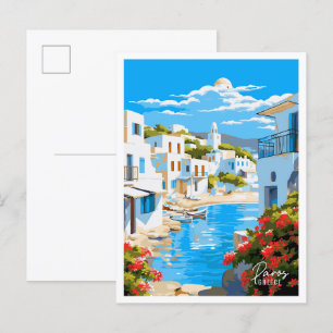 Cartão Postal Ilustração de Viagens vintage de Arte de Grécia Pa