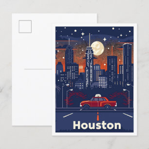 Cartão Postal Ilustração de Viagens vintage de Arte de Houston T