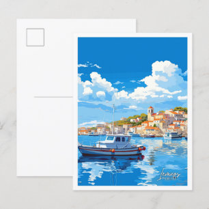 Cartão Postal Ilustração de Viagens vintage de Arte de Limnos