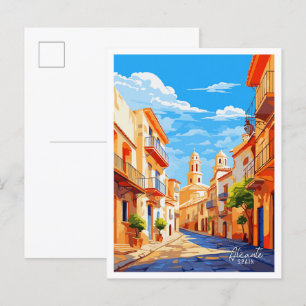 Cartão Postal Ilustração de Viagens vintage de Arte Espanha Alic