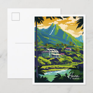 Cartão Postal Ilustração de viagens vintage de Arte Hana Hawaii
