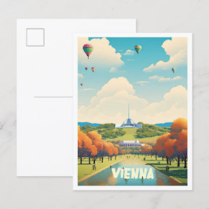 Cartão Postal Ilustração de Viagens vintage de Arte na Áustria d