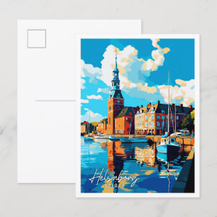 Cartão Postal Ilustração de viagens vintage de Arte Suecia em He