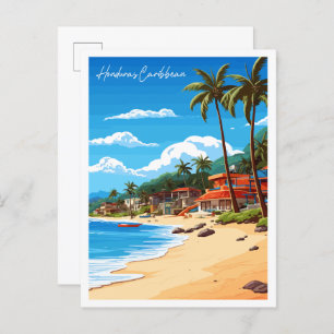 Cartão Postal Ilustração de viagens vintage de Caribe Honduras