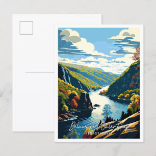 Cartão Postal Ilustração de viagens vintage de Desvio de Água De