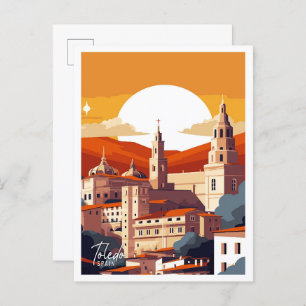 Cartão Postal Ilustração de viagens vintage de Espanha Toledo
