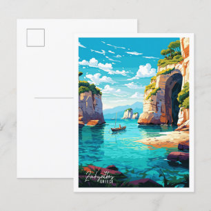 Cartão Postal Ilustração de Viagens vintage de Grécia Zakynthos