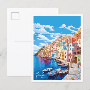 Cartão Postal Ilustração de viagens vintage de Ponza Itália