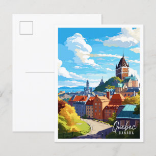 Cartão Postal Ilustração de viagens vintage do Quebec Canada