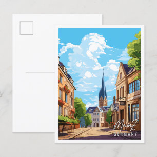 Cartão Postal Ilustração de viagens vintage na Alemanha de Mainz