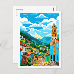 Cartão Postal Ilustração de viagens vintage Ouro Preto Brasil