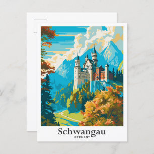 Cartão Postal Ilustração de Viagens vintage Schwangau Alemanha