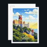 Cartão Postal Ilustração de viagens vintage Sintra Portugal<br><div class="desc">Ilustração do lugar da viagens vintage Sintra Portugal</div>